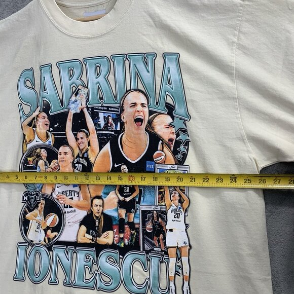 Game Changer Shirt Mens 2XL Sabrina Ionescu WNBA Basketball Tee Oversized Cream - Picture 3 of 6